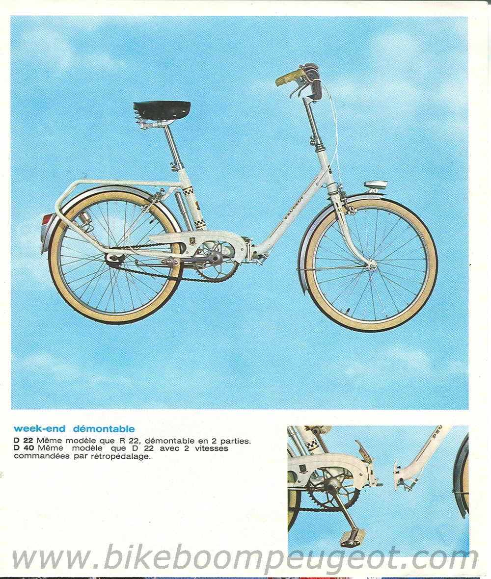 Mini velo PEUGEOT D 22 séparable avril 1968 pneus 550a